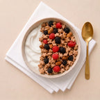 Organic cinnamon quinoa cereal with berries