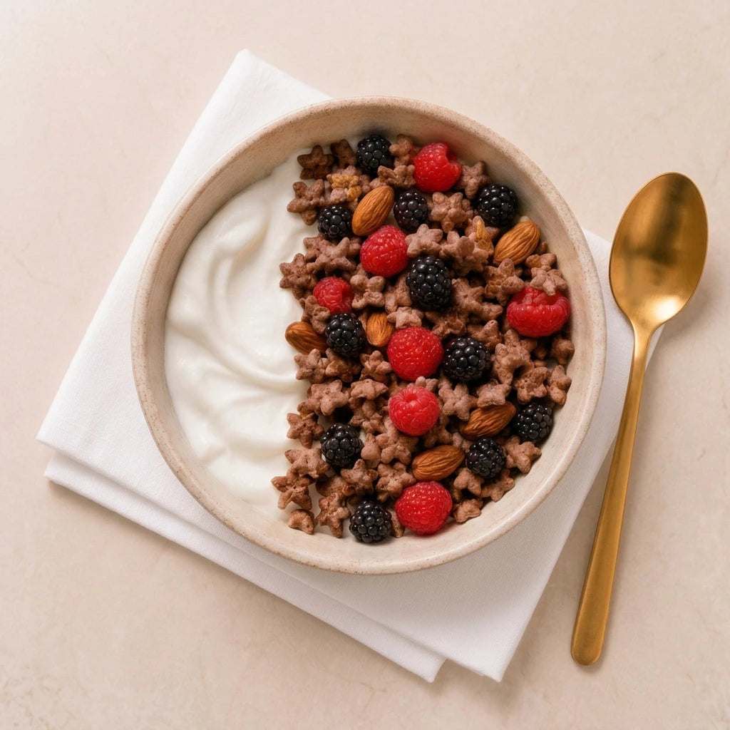 Organic cocoa quinoa cereal with berries
