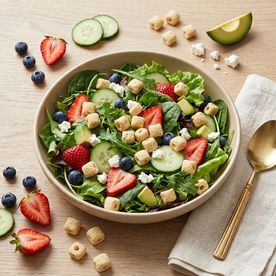 Berry Green Salad with QuinoaQuill Crunch