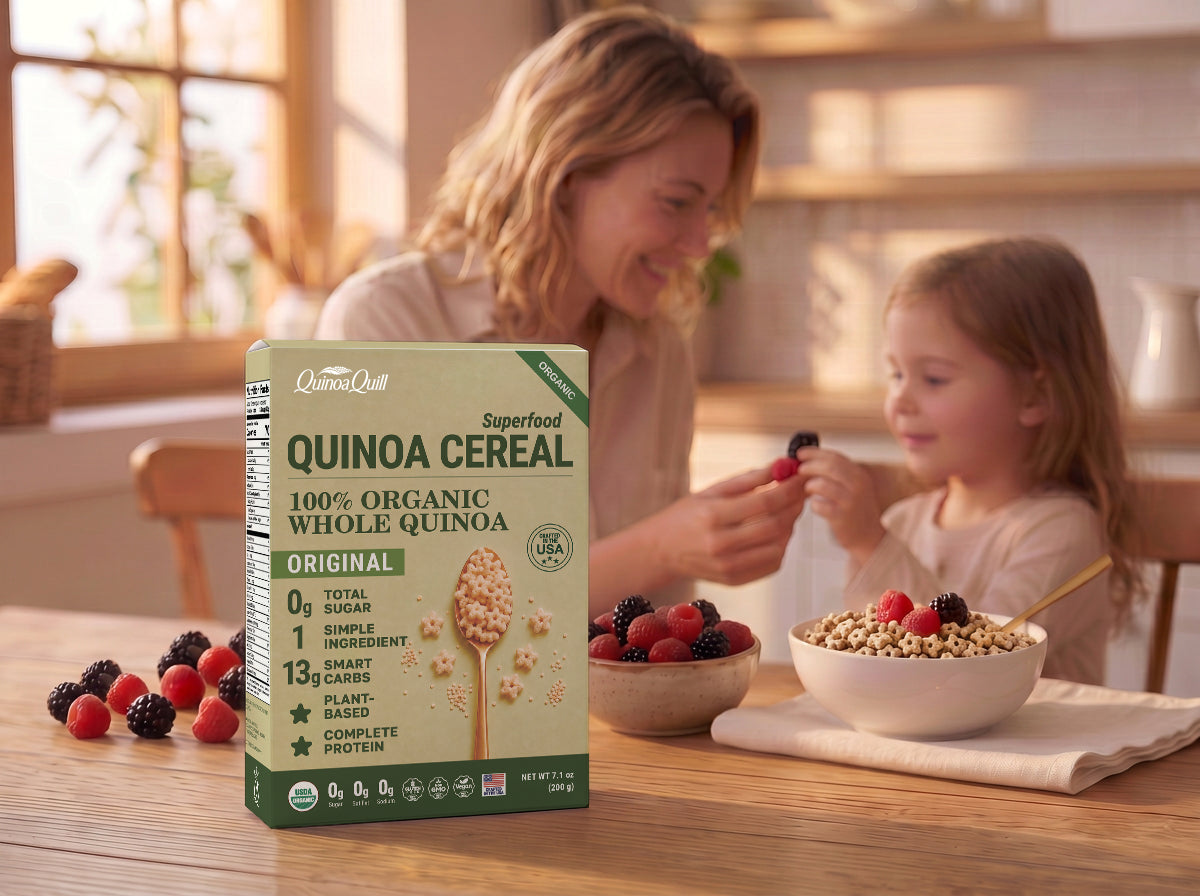 A box of Quinoa Creek Superfood Quinoa Cereal 