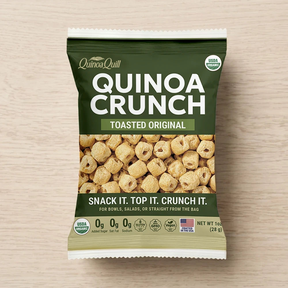 QuinoaQuill Toasted Original Organic quinoa crunch pouch