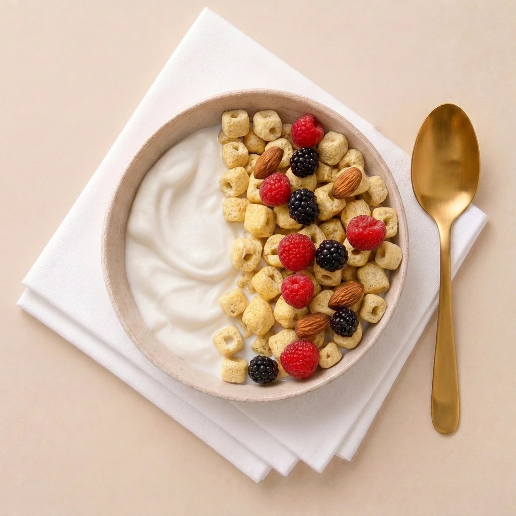 Quinoa crunch with yogurt and berries